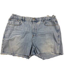 Good American Girlfriend Women's Denim Shorts Distressed Cut Off Size 18 Summer